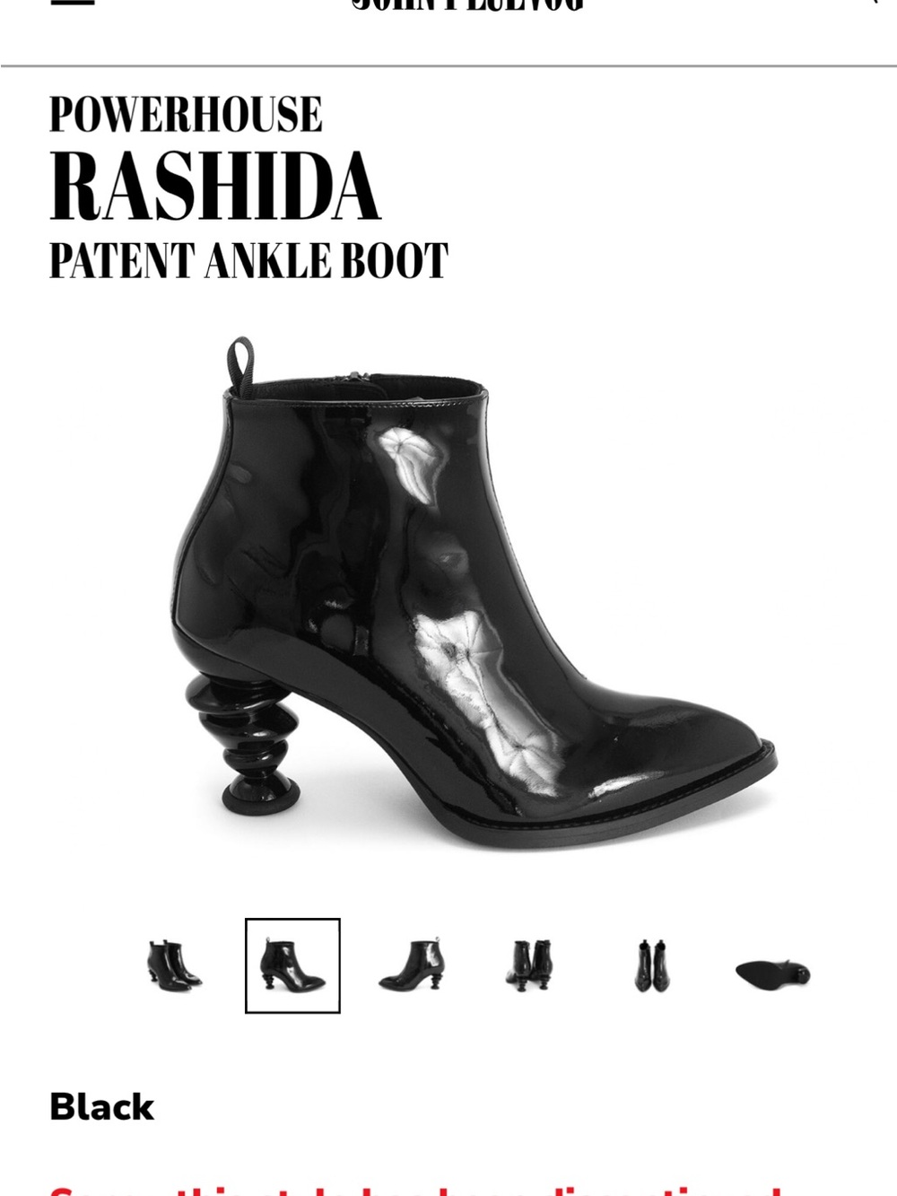 Fluevog Rashida Black Patent Ankle Boots with Sculpted Heel - Picture 7 of 10